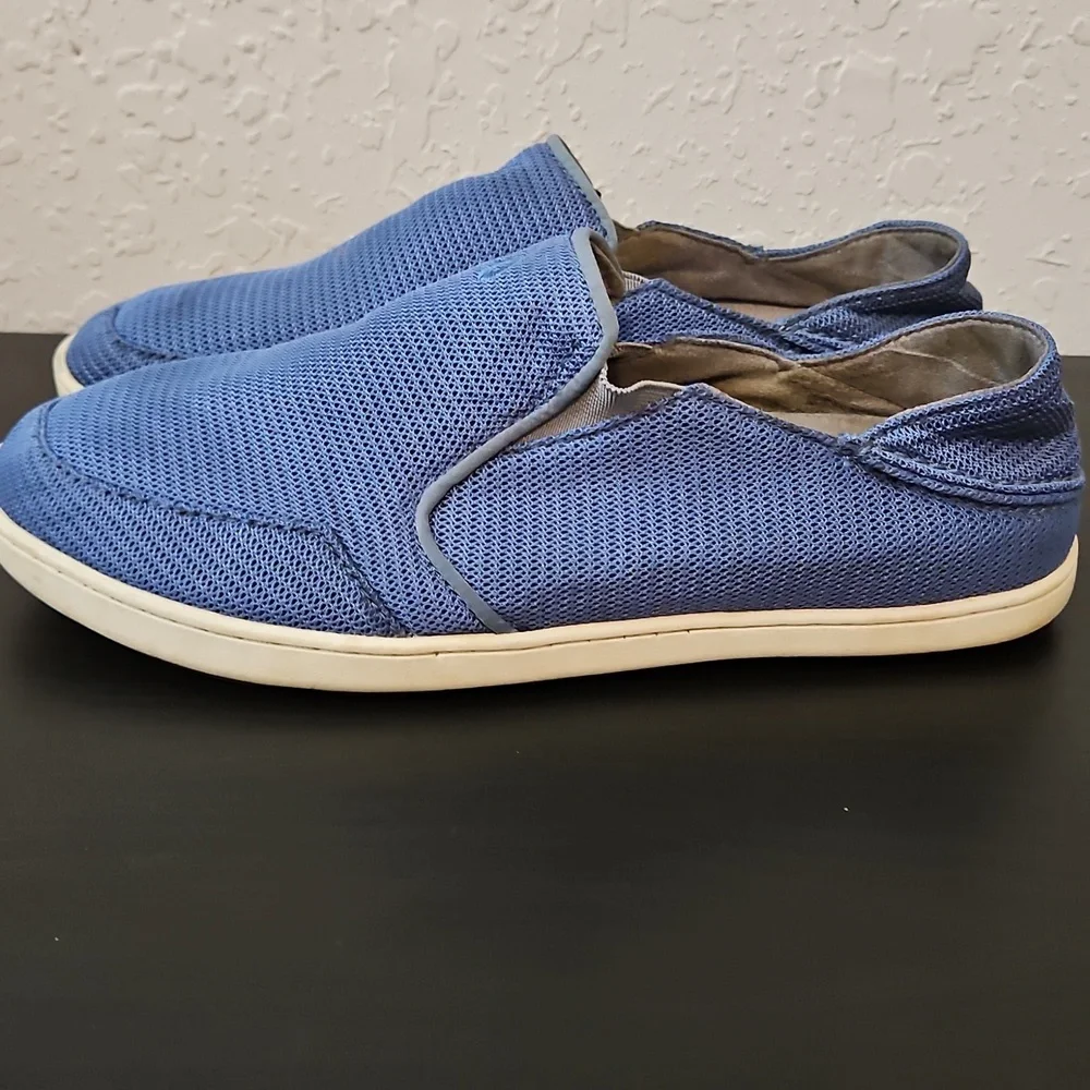 OluKai Nohea Mesh Blue Slip-Ons, mens size 10